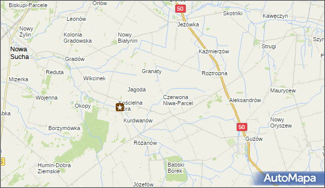 mapa Czerwona Niwa-Parcel, Czerwona Niwa-Parcel na mapie Targeo