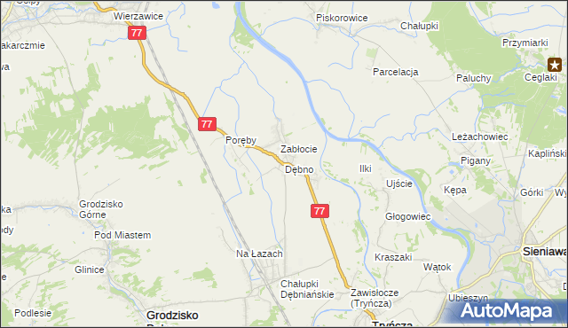 mapa Dębno gmina Leżajsk, Dębno gmina Leżajsk na mapie Targeo