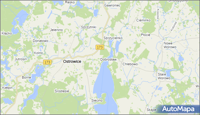 mapa Dobrosław gmina Ostrowice, Dobrosław gmina Ostrowice na mapie Targeo