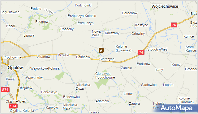 mapa Gierczyce gmina Wojciechowice, Gierczyce gmina Wojciechowice na mapie Targeo