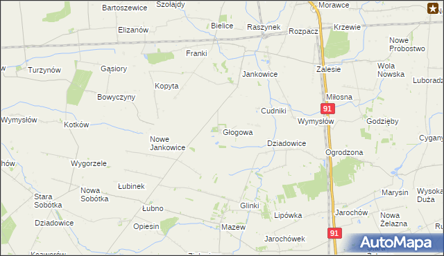 mapa Głogowa gmina Krośniewice, Głogowa gmina Krośniewice na mapie Targeo