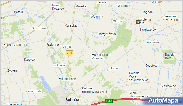 mapa Humin-Dobra Ziemskie, Humin-Dobra Ziemskie na mapie Targeo