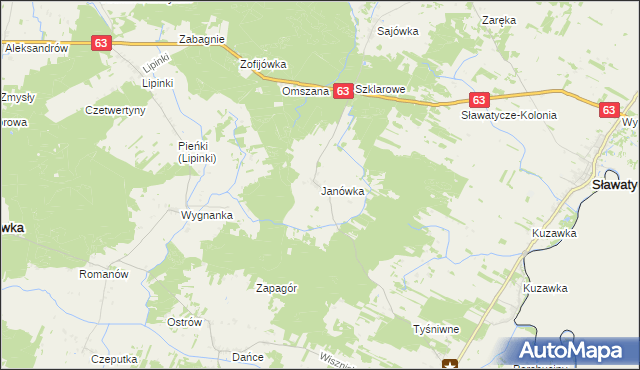 mapa Janówka gmina Hanna, Janówka gmina Hanna na mapie Targeo