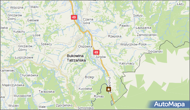 mapa Jurgów, Jurgów na mapie Targeo