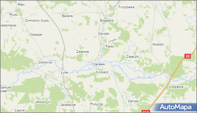 mapa Kożany, Kożany na mapie Targeo