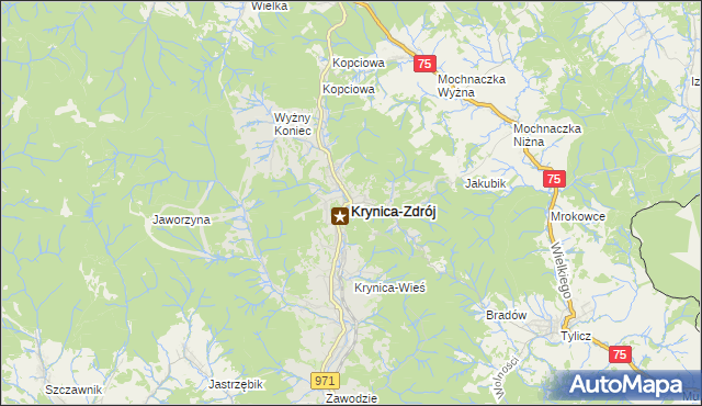 mapa Krynica-Zdrój, Krynica-Zdrój na mapie Targeo