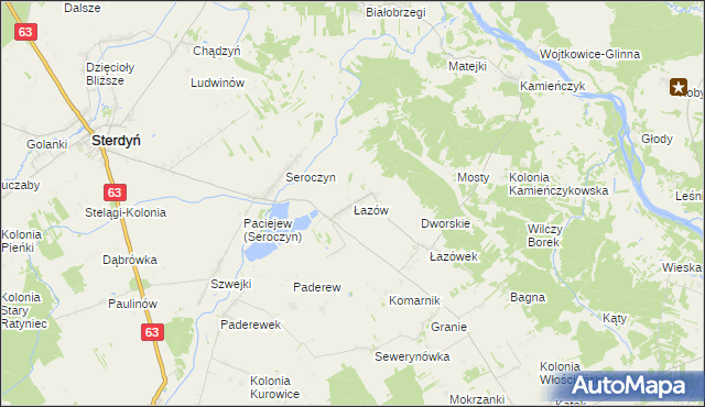 mapa Łazów gmina Sterdyń, Łazów gmina Sterdyń na mapie Targeo