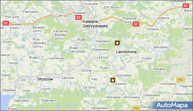 mapa Leśnica gmina Stryszów, Leśnica gmina Stryszów na mapie Targeo