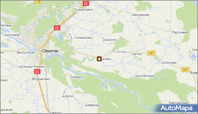 mapa Łukowo gmina Oborniki, Łukowo gmina Oborniki na mapie Targeo