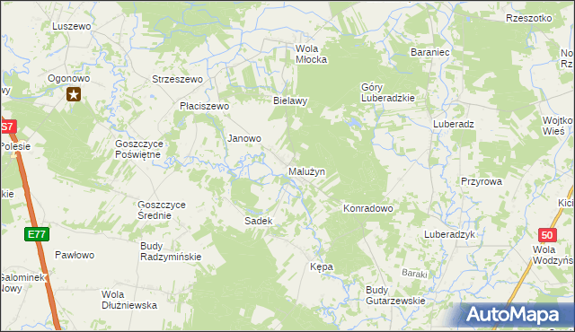 mapa Malużyn, Malużyn na mapie Targeo