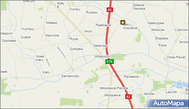 mapa Młogoszyn, Młogoszyn na mapie Targeo