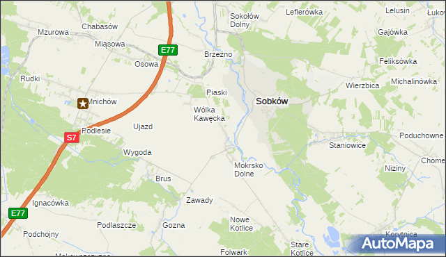 mapa Mokrsko Górne, Mokrsko Górne na mapie Targeo