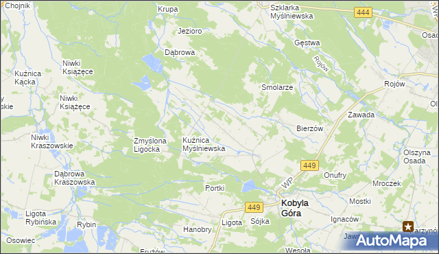 mapa Myślniew, Myślniew na mapie Targeo