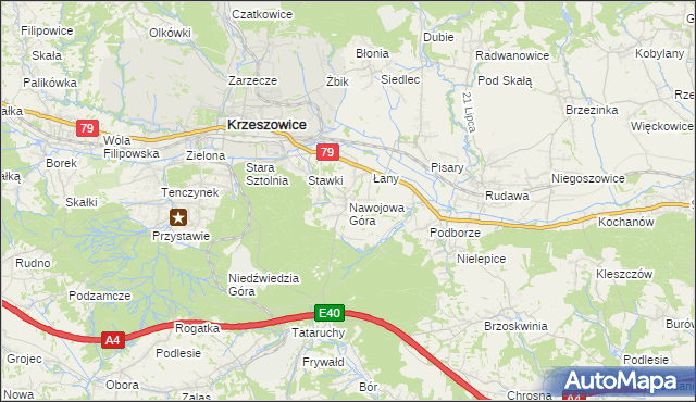 mapa Nawojowa Góra, Nawojowa Góra na mapie Targeo