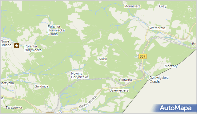 mapa Niwki gmina Horyniec-Zdrój, Niwki gmina Horyniec-Zdrój na mapie Targeo