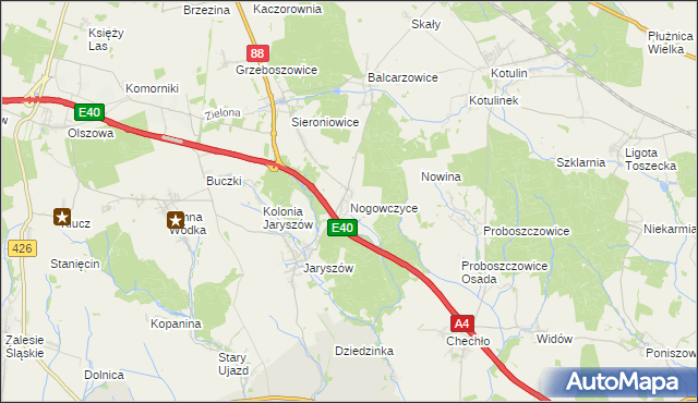 mapa Nogowczyce, Nogowczyce na mapie Targeo