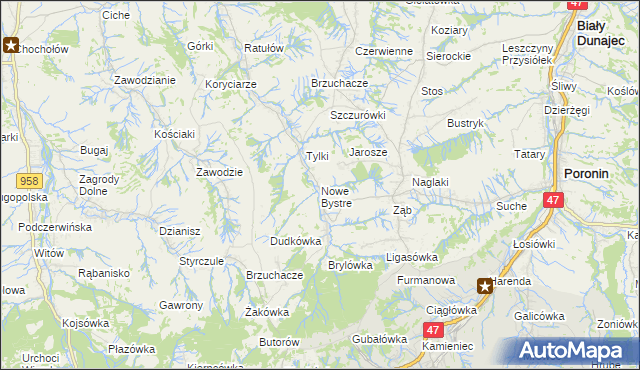 mapa Nowe Bystre, Nowe Bystre na mapie Targeo