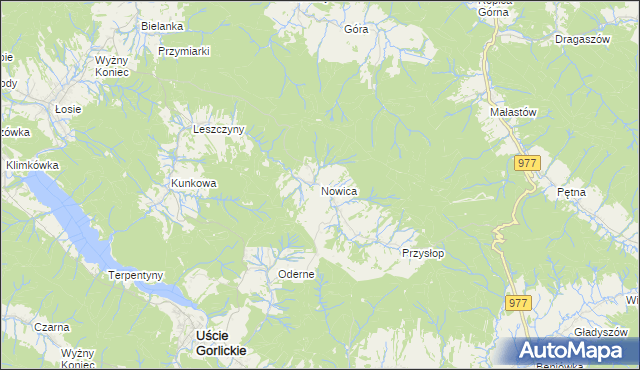 mapa Nowica gmina Uście Gorlickie, Nowica gmina Uście Gorlickie na mapie Targeo