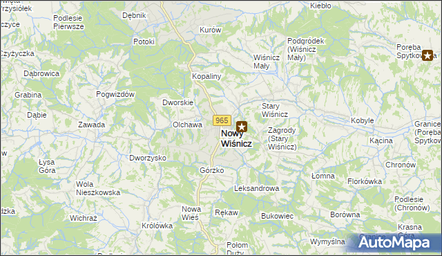 mapa Nowy Wiśnicz, Nowy Wiśnicz na mapie Targeo
