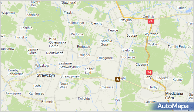 mapa Oblęgorek, Oblęgorek na mapie Targeo