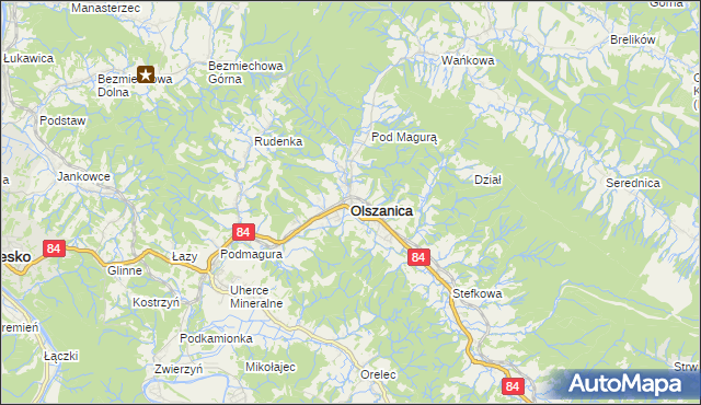 mapa Olszanica powiat leski, Olszanica powiat leski na mapie Targeo