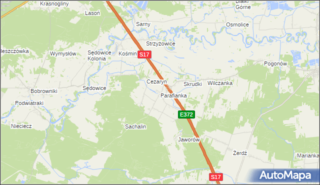 mapa Parafianka, Parafianka na mapie Targeo