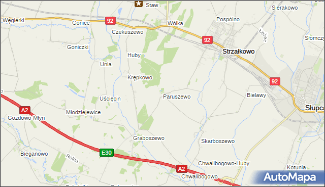 mapa Paruszewo, Paruszewo na mapie Targeo