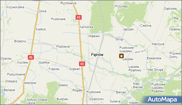 mapa Pątnów powiat wieluński, Pątnów powiat wieluński na mapie Targeo