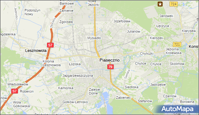 mapa Piaseczno, Piaseczno na mapie Targeo
