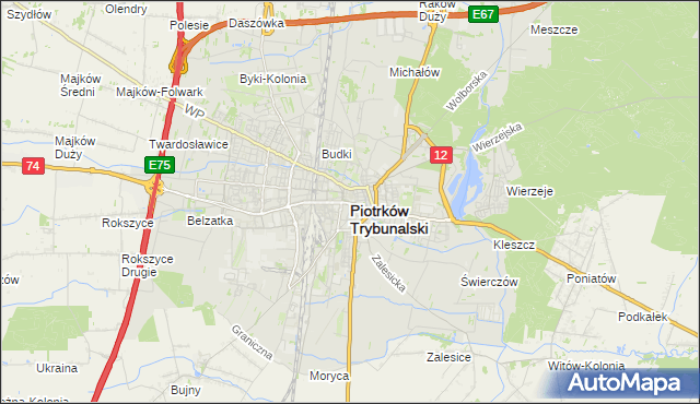 mapa Piotrków Trybunalski, Piotrków Trybunalski na mapie Targeo