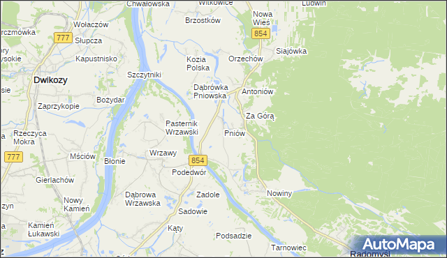 mapa Pniów gmina Radomyśl nad Sanem, Pniów gmina Radomyśl nad Sanem na mapie Targeo
