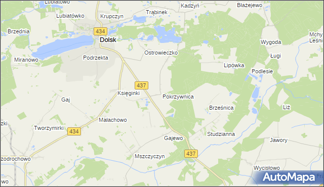 mapa Pokrzywnica gmina Dolsk, Pokrzywnica gmina Dolsk na mapie Targeo