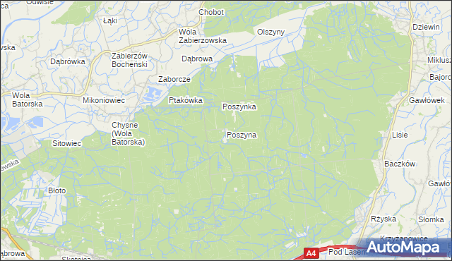 mapa Poszyna, Poszyna na mapie Targeo