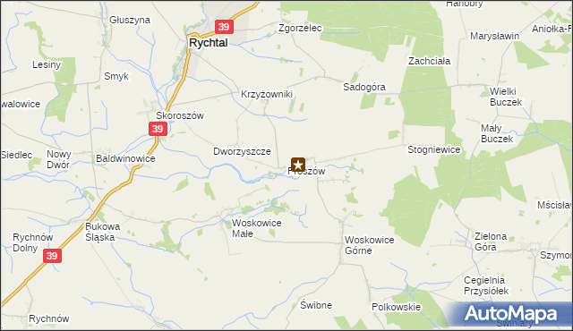 mapa Proszów gmina Rychtal, Proszów gmina Rychtal na mapie Targeo