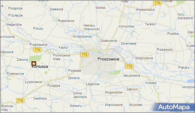 mapa Proszowice, Proszowice na mapie Targeo