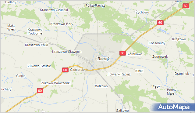 mapa Raciąż powiat płoński, Raciąż powiat płoński na mapie Targeo