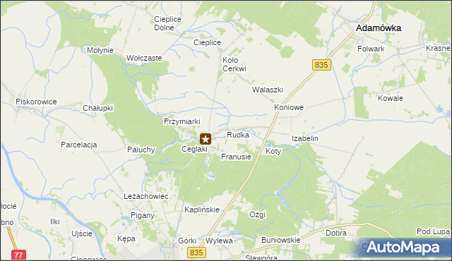 mapa Rudka gmina Sieniawa, Rudka gmina Sieniawa na mapie Targeo