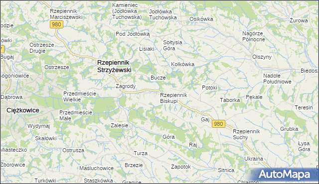 mapa Rzepiennik Biskupi, Rzepiennik Biskupi na mapie Targeo