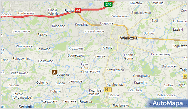 mapa Siercza, Siercza na mapie Targeo