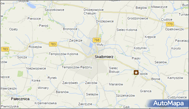 mapa Skalbmierz, Skalbmierz na mapie Targeo