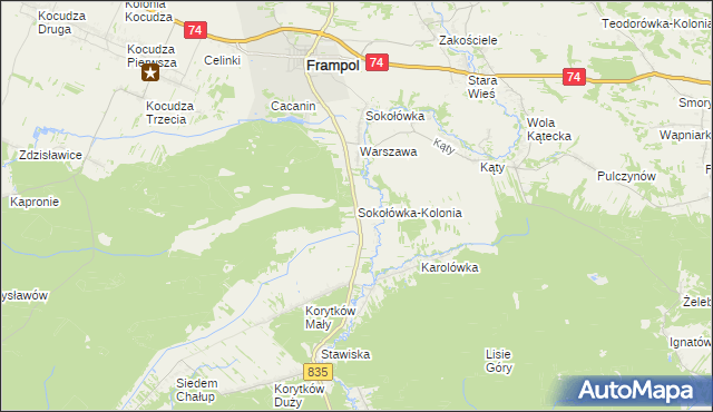 mapa Sokołówka-Kolonia, Sokołówka-Kolonia na mapie Targeo
