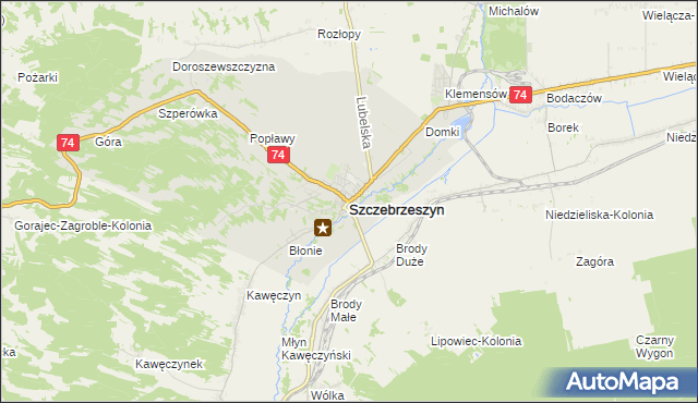 mapa Szczebrzeszyn, Szczebrzeszyn na mapie Targeo