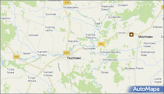 mapa Tłuchówek, Tłuchówek na mapie Targeo