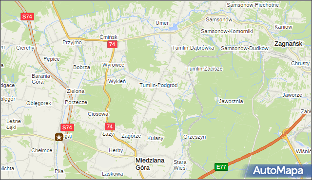 mapa Tumlin-Wykień, Tumlin-Wykień na mapie Targeo