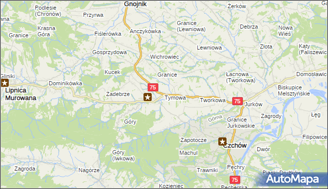 mapa Tymowa gmina Czchów, Tymowa gmina Czchów na mapie Targeo