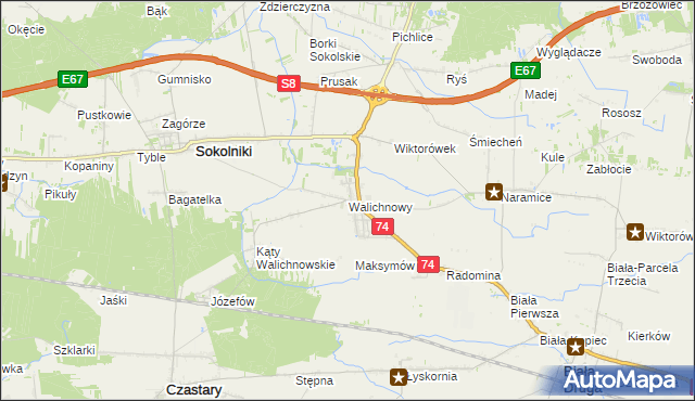 mapa Walichnowy, Walichnowy na mapie Targeo