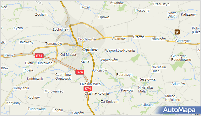 mapa Wąworków, Wąworków na mapie Targeo