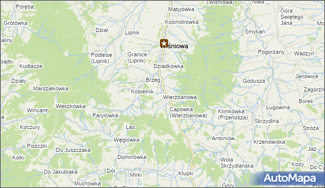 mapa Wierzbanowa, Wierzbanowa na mapie Targeo