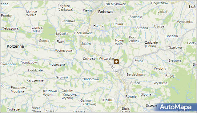 mapa Wilczyska gmina Bobowa, Wilczyska gmina Bobowa na mapie Targeo