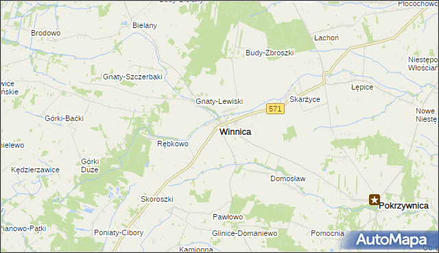 mapa Winnica powiat pułtuski, Winnica powiat pułtuski na mapie Targeo